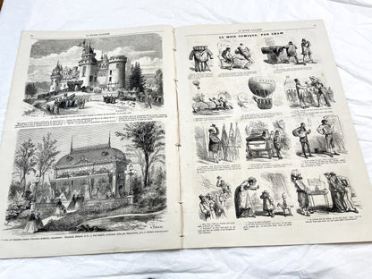 1860s - Stunning newspaper "Le monde illustré" with beautiful engravings - French newspaper from 1867 - 16 pages