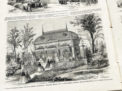 1860s - Stunning newspaper "Le monde illustré" with beautiful engravings - French newspaper from 1867 - 16 pages