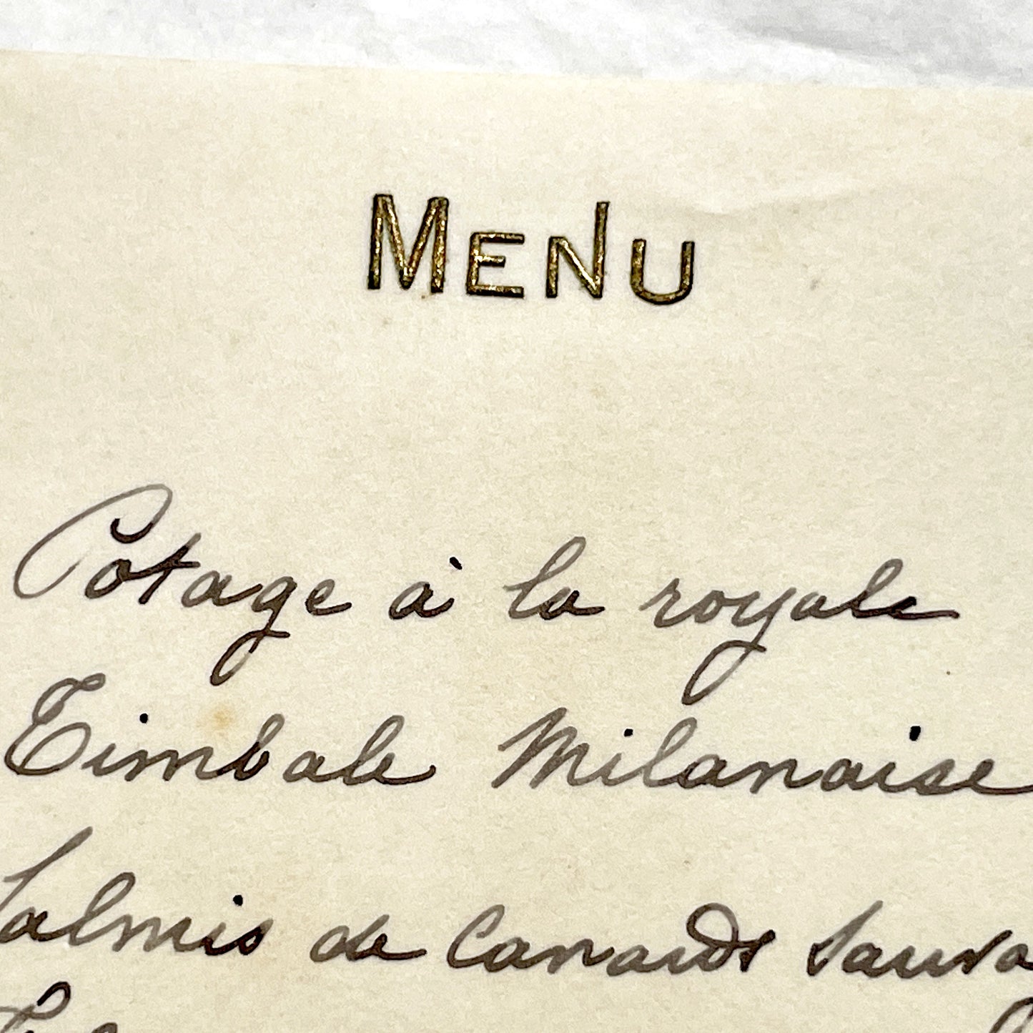 1900s - Vintage French Handwritten Menu Card - Elegant Dining Experience Featuring Classic French Cuisine - Historical Culinary Document