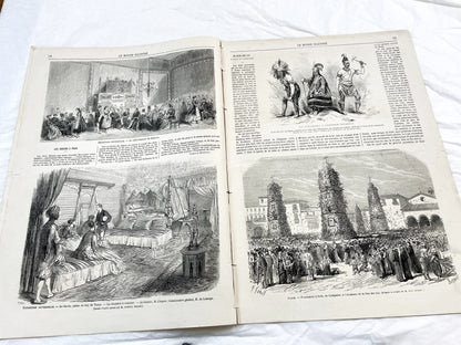 1860s - Stunning newspaper "Le monde illustré" with beautiful engravings - French newspaper from 1867 - 16 pages