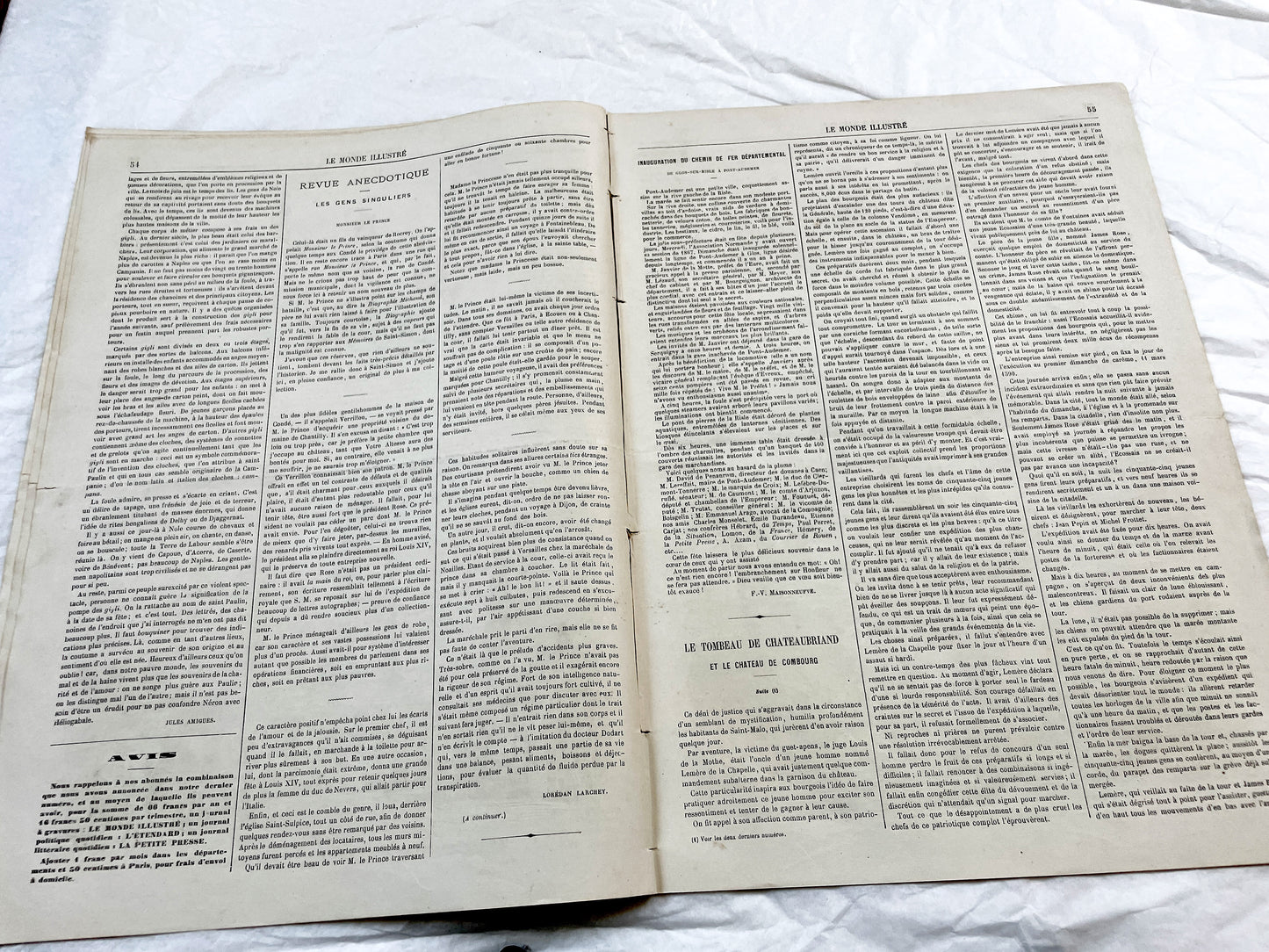 1860s - Stunning newspaper "Le monde illustré" with beautiful engravings - French newspaper from 1867 - 16 pages