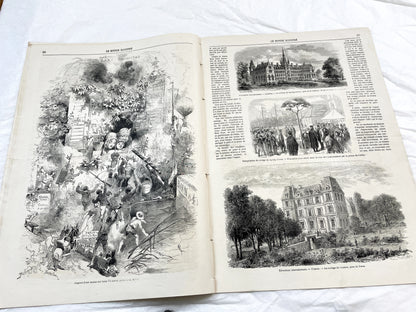 1860s - Stunning newspaper "Le monde illustré" with beautiful engravings - French newspaper from 1867 - 16 pages