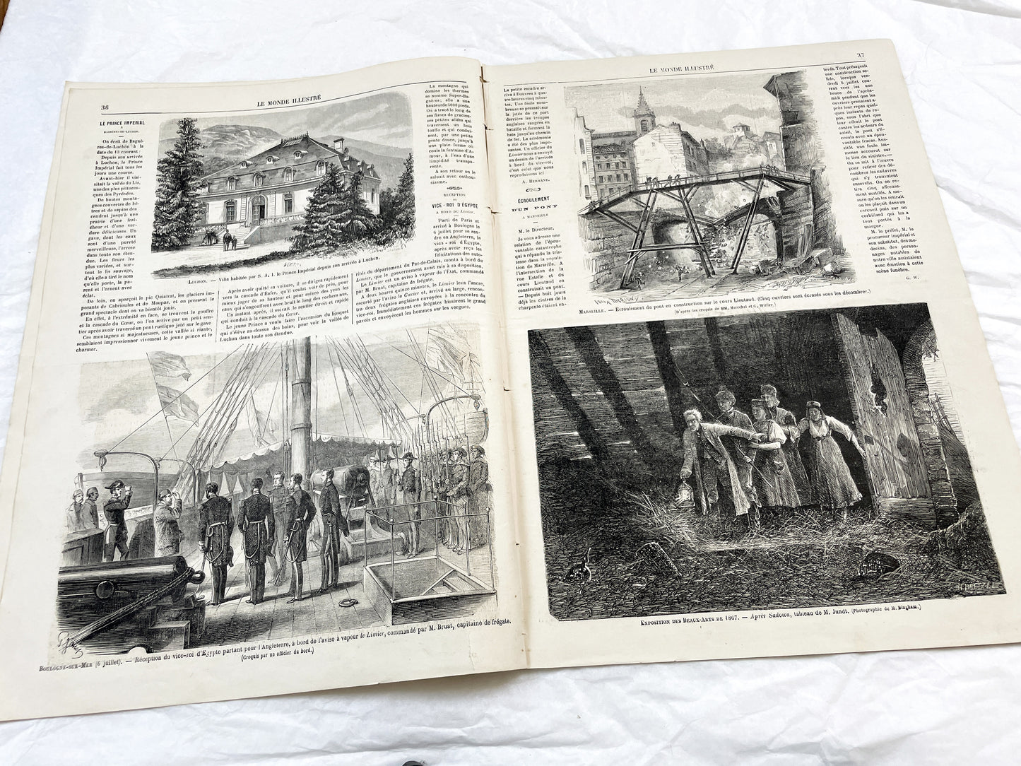 1860s - Stunning newspaper "Le monde illustré" with beautiful engravings - French newspaper from 1867 - 16 pages