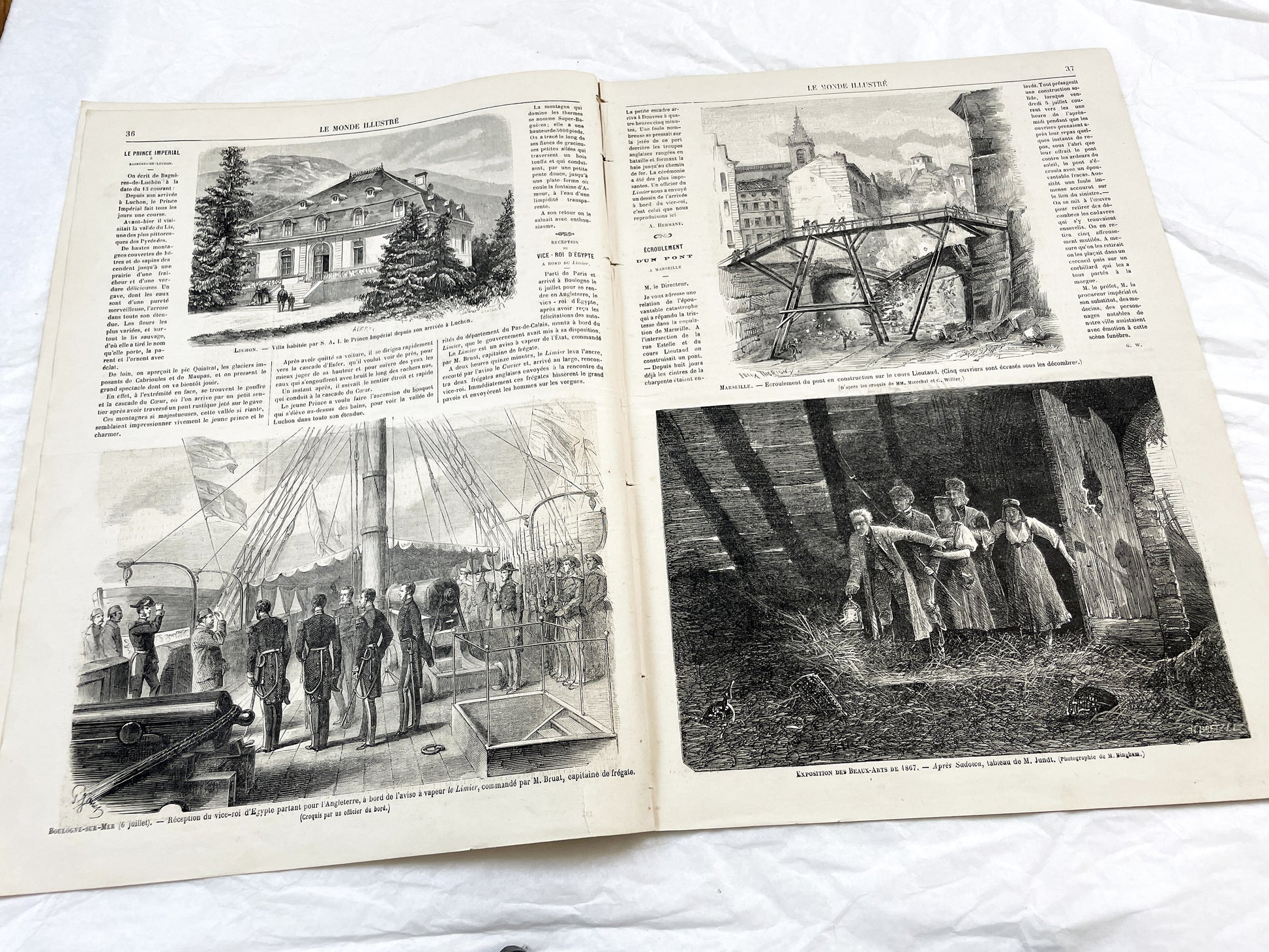 1860s - Stunning newspaper "Le monde illustré" with beautiful engravings - French newspaper from 1867 - 16 pages