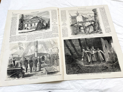 1860s - Stunning newspaper "Le monde illustré" with beautiful engravings - French newspaper from 1867 - 16 pages