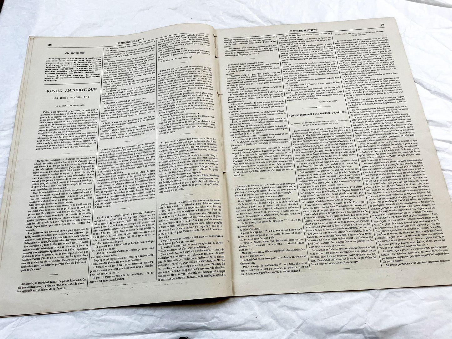 1860s - Stunning newspaper "Le monde illustré" with beautiful engravings - French newspaper from 1867 - 16 pages