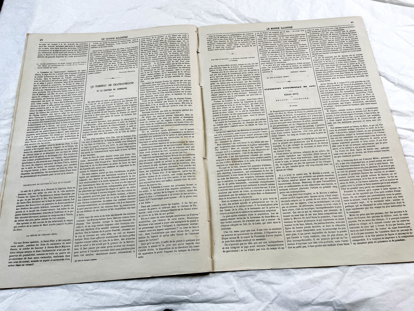 1860s - Stunning newspaper "Le monde illustré" with beautiful engravings - French newspaper from 1867 - 16 pages