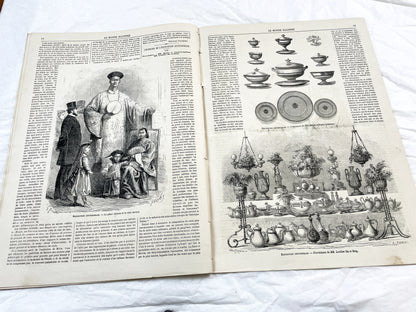 1860s - Stunning newspaper "Le monde illustré" with beautiful engravings - French newspaper from 1867 - 16 pages