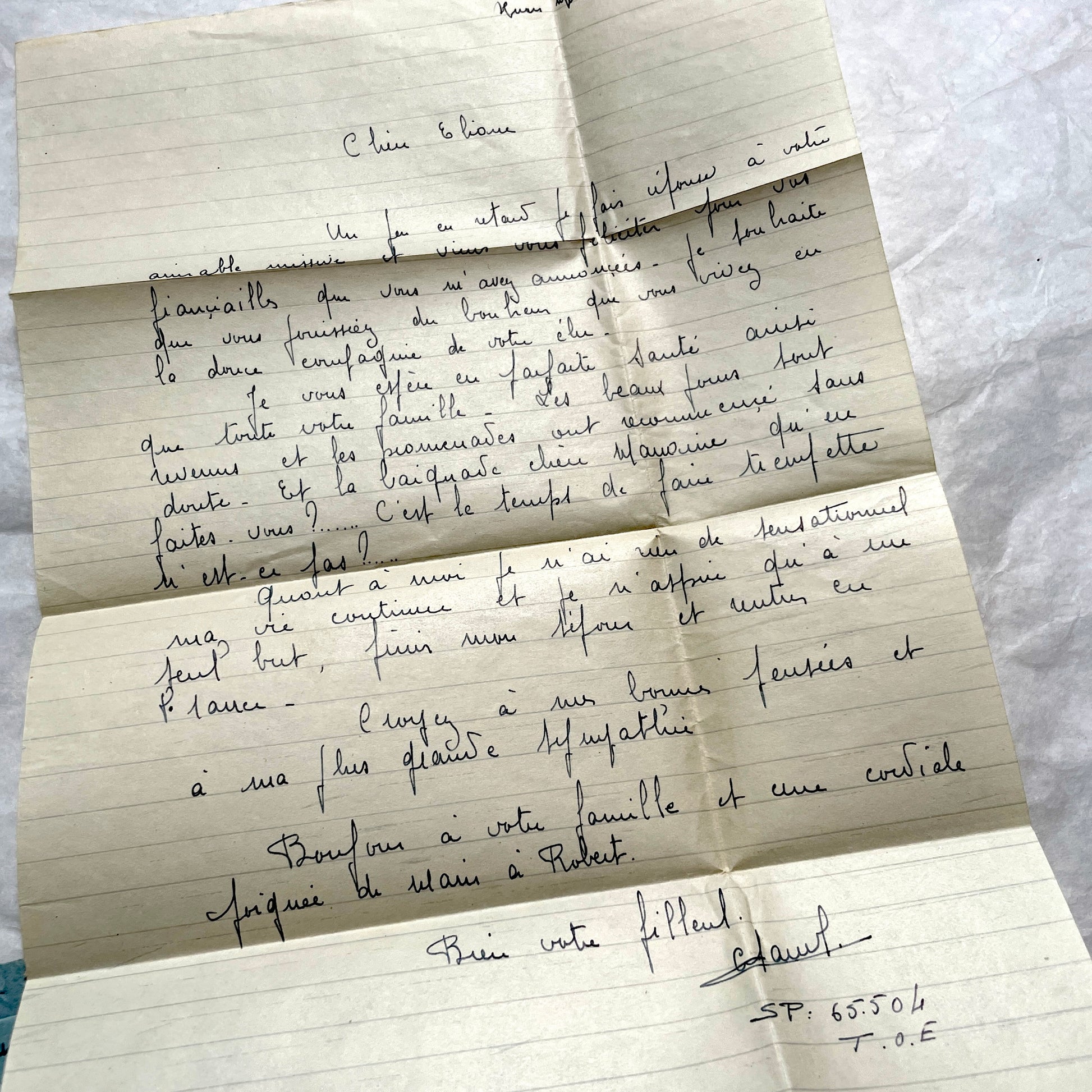 Set of 5 French letters from the 1940s, featuring handwritten script, vintage stamps, and Tunisian postmarks.
