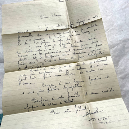 Set of 5 French letters from the 1940s, featuring handwritten script, vintage stamps, and Tunisian postmarks.