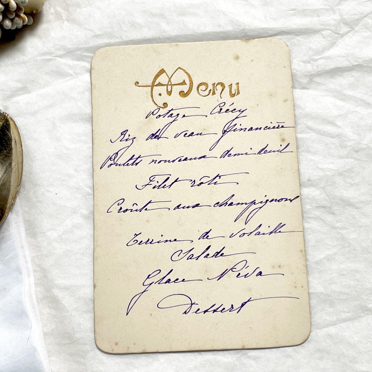 Late 19th - Vintage French Menu Card - Elegant Handwritten Dinner Options - Historical Culinary Document from 1897