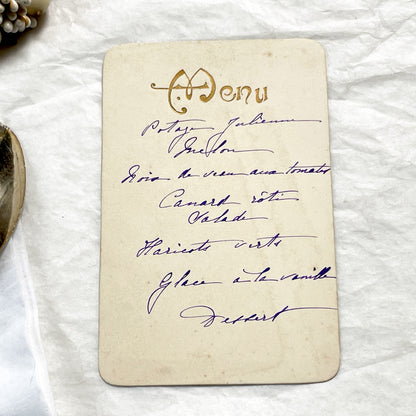Late 19th - Vintage French Menu Card - Elegant Handwritten Meal Service - Historical Dining Experience - Collectible Ephemera - 1897
