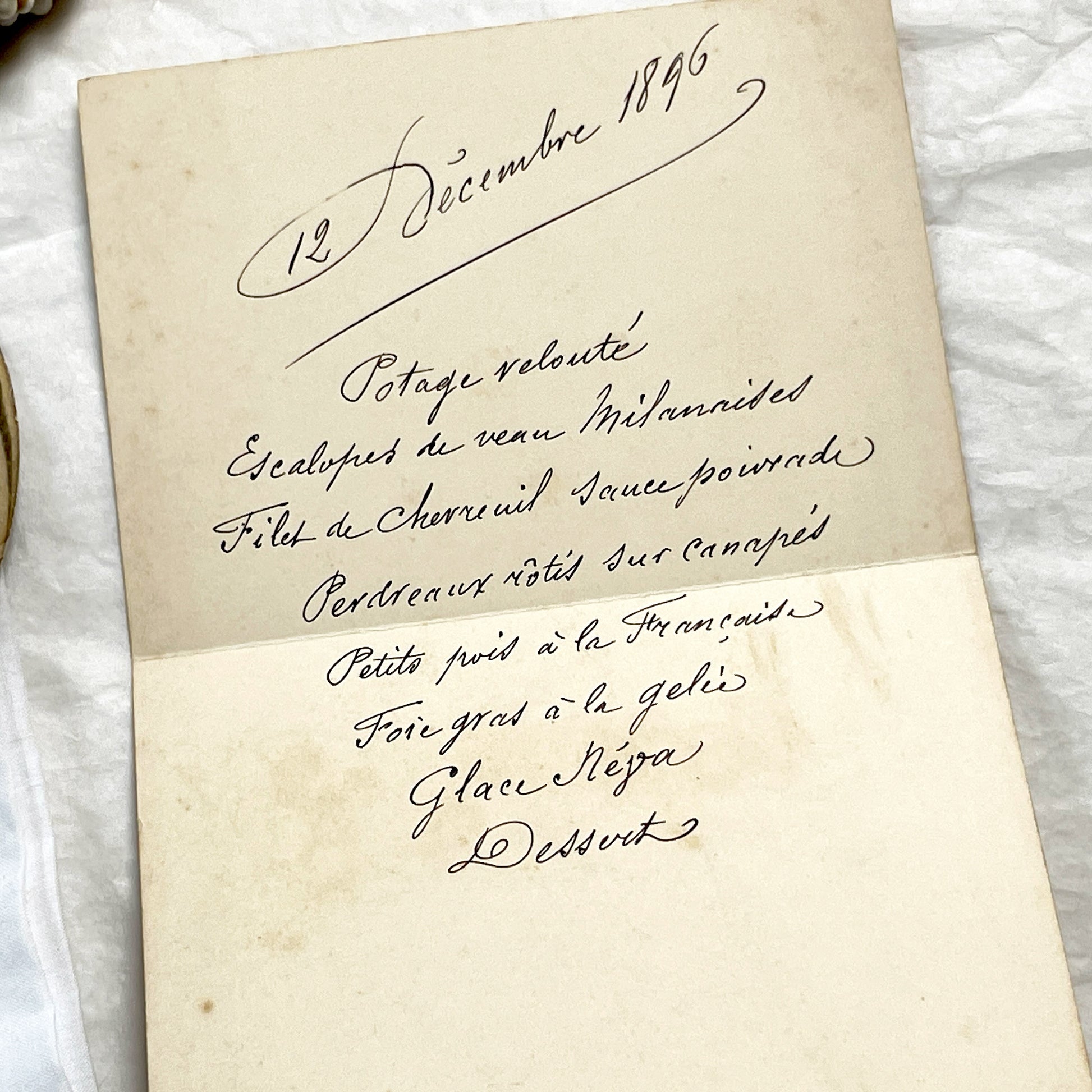 Late 19th - Exquisite French Menu Card - Elegant Handwritten Dining Experience - Formal Dinner - Decadent Cuisine - Historical Gastronomy