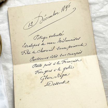 Late 19th - Exquisite French Menu Card - Elegant Handwritten Dining Experience - Formal Dinner - Decadent Cuisine - Historical Gastronomy