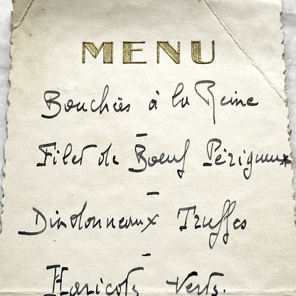 1930s - Vintage French Anniversary Menu - Elegant Hand-Written Dinner - Classic Cuisine - Historical Culinary Document - May 8, 1938