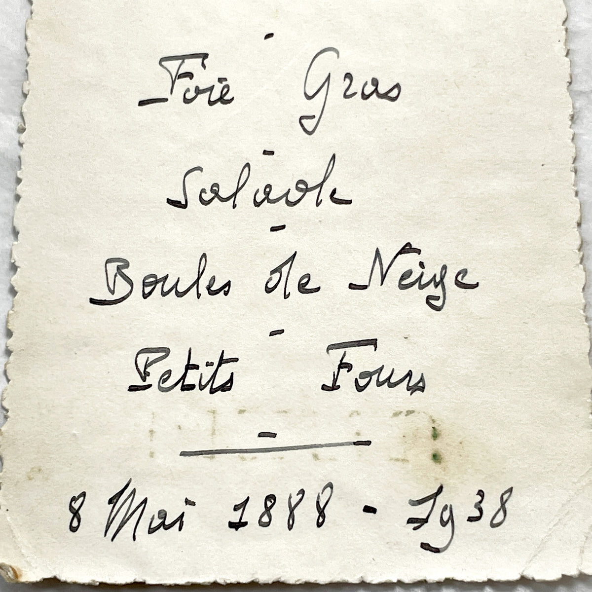 1930s - Vintage French Anniversary Menu - Elegant Hand-Written Dinner - Classic Cuisine - Historical Culinary Document - May 8, 1938