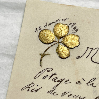 Late 19th - Exquisite 1899 French Menu - Hand-scripted Dining Card - Elegant Culinary Experience - Vintage Collectible