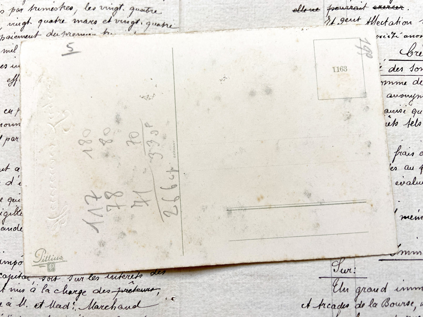 1920s - Vintage Easter Postcard - French Greeting - Glitter Embellished Floral Design - Antique Holiday Collectible Card - Spring Floral Art