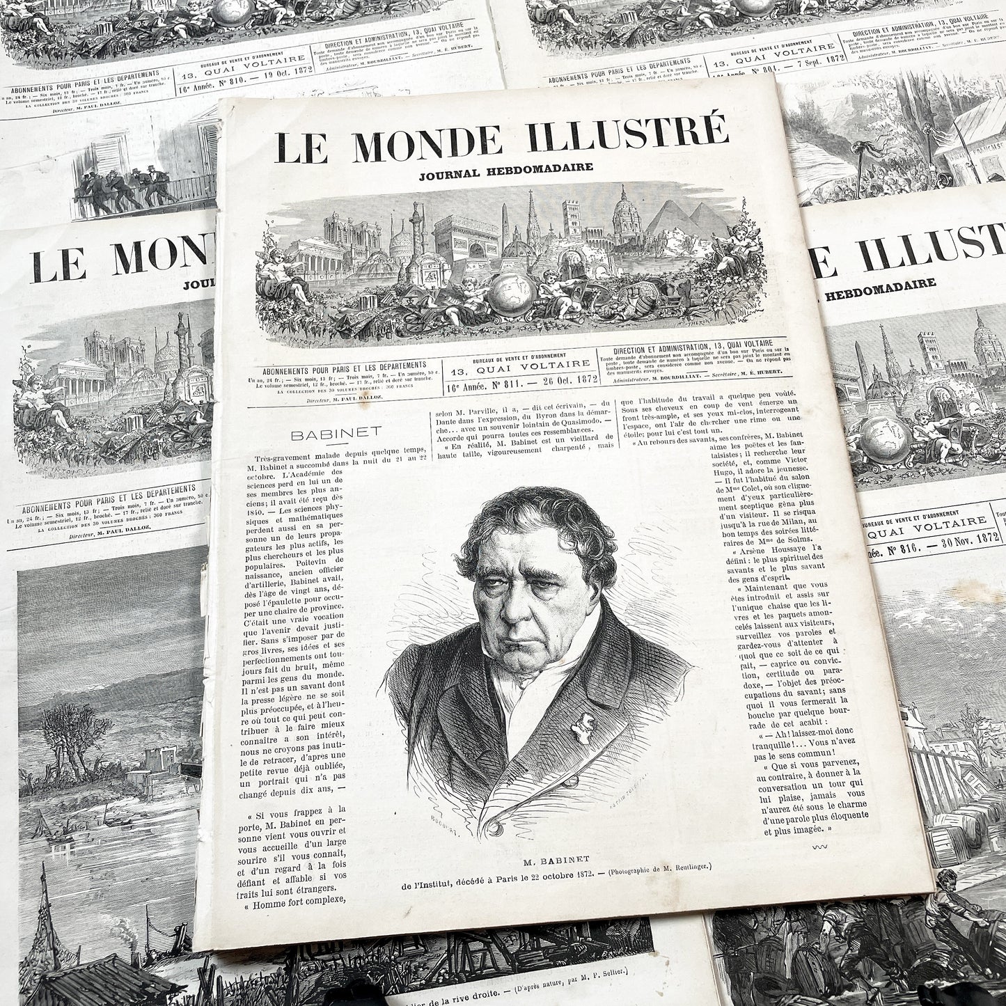 1870s - Stunning newspaper "Le monde illustré" with beautiful engravings - French newspaper from 1872 - 16 pages