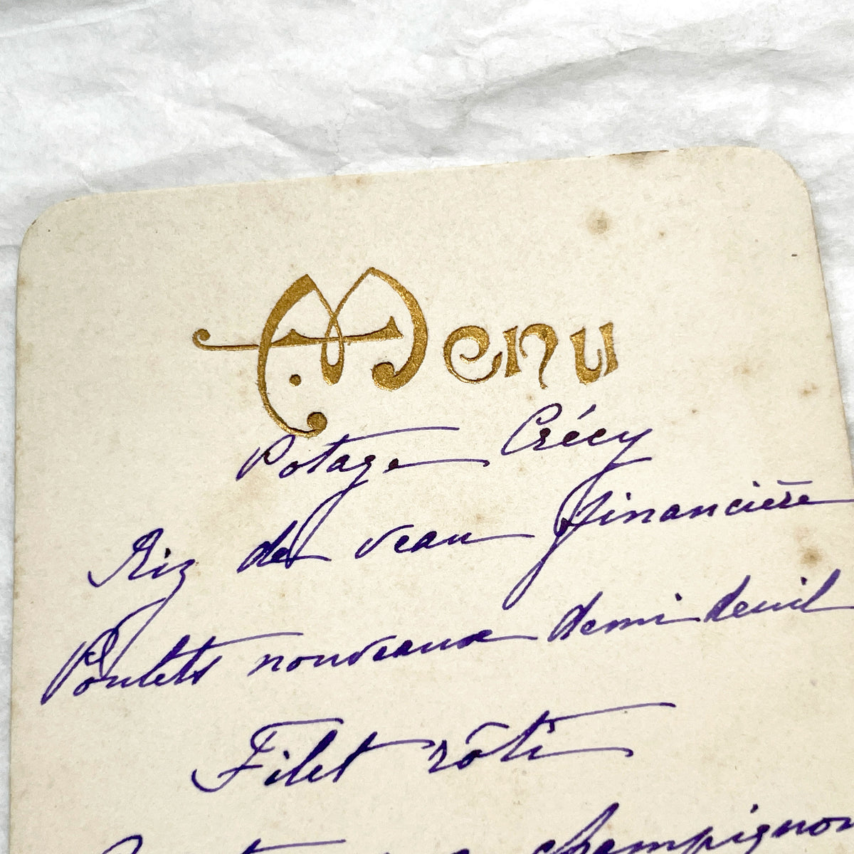 Late 19th - Vintage French Menu Card - Elegant Handwritten Dinner Options - Historical Culinary Document from 1897