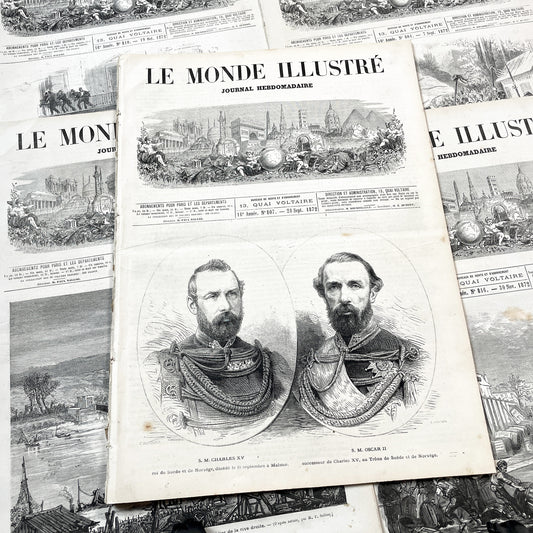 1870s - Stunning newspaper "Le monde illustré" with beautiful engravings - French newspaper from 1872 - 16 pages