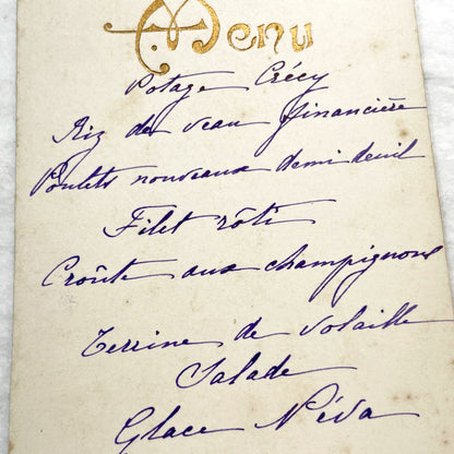Late 19th - Vintage French Menu Card - Elegant Handwritten Dinner Options - Historical Culinary Document from 1897