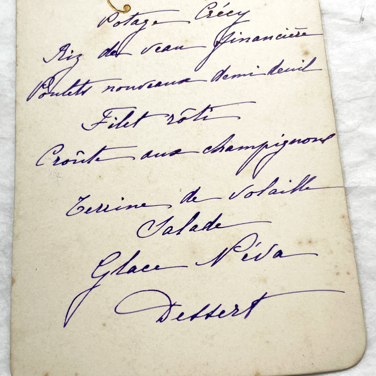 Late 19th - Vintage French Menu Card - Elegant Handwritten Dinner Options - Historical Culinary Document from 1897