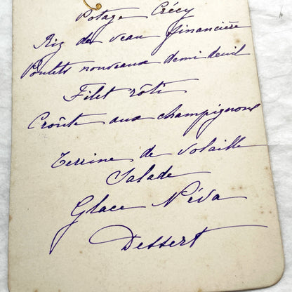 Late 19th - Vintage French Menu Card - Elegant Handwritten Dinner Options - Historical Culinary Document from 1897