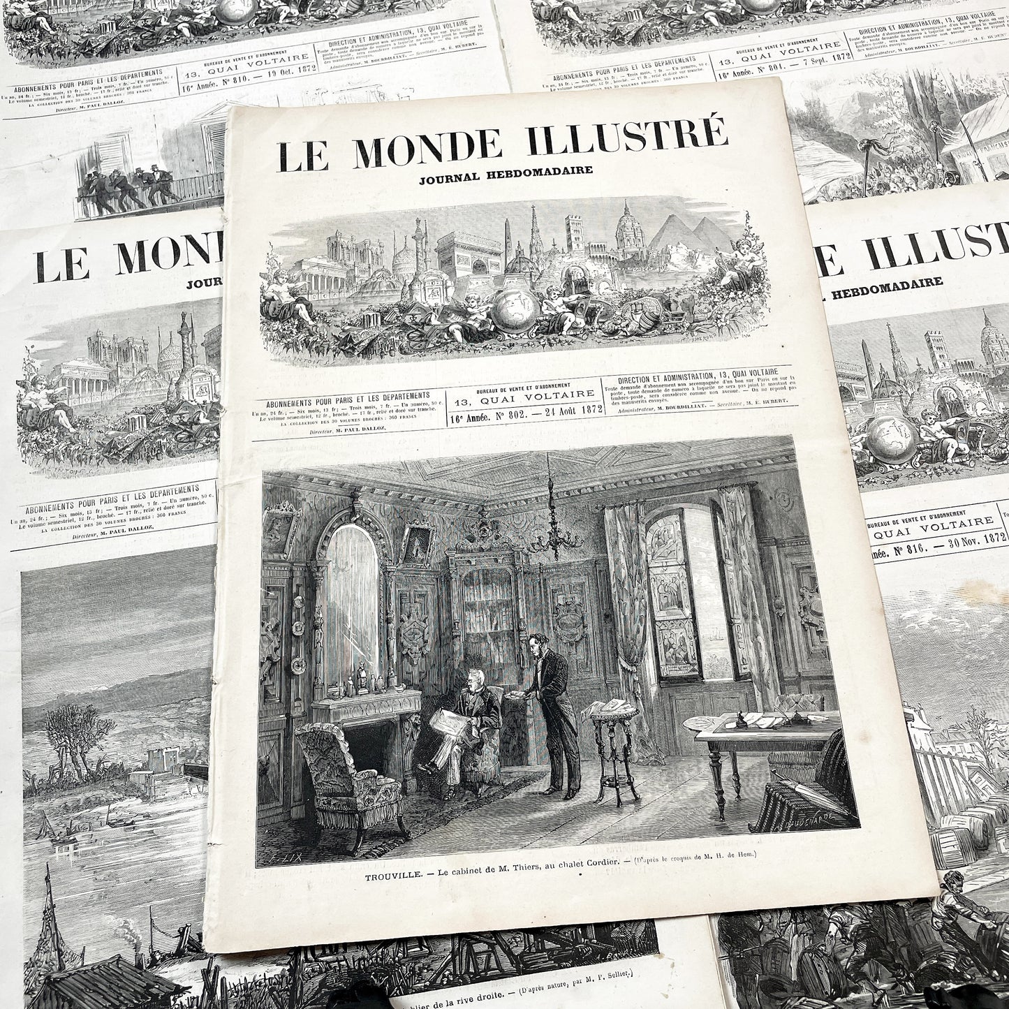 1870s - Stunning newspaper "Le monde illustré" with beautiful engravings - French newspaper from 1872 - 16 pages