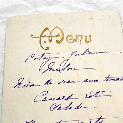 Late 19th - Vintage French Menu Card - Elegant Handwritten Meal Service - Historical Dining Experience - Collectible Ephemera - 1897
