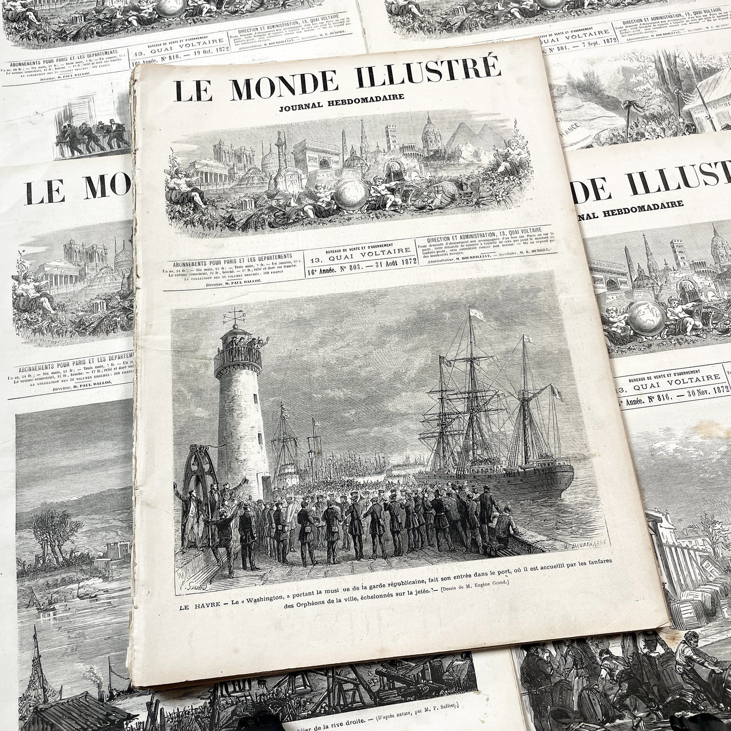 1870s - Stunning newspaper "Le monde illustré" with beautiful engravings - French newspaper from 1872 - 16 pages