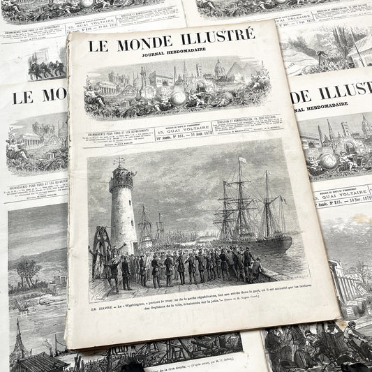 1870s - Stunning newspaper "Le monde illustré" with beautiful engravings - French newspaper from 1872 - 16 pages