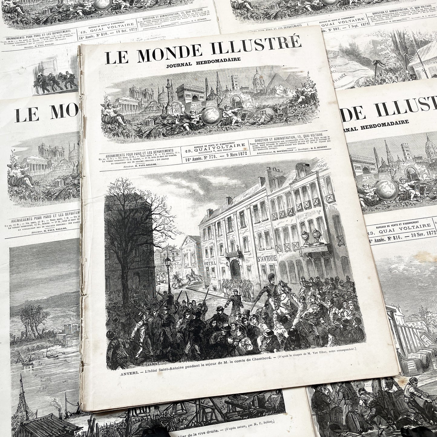 1870s - Stunning newspaper "Le monde illustré" with beautiful engravings - French newspaper from 1872 - 16 pages