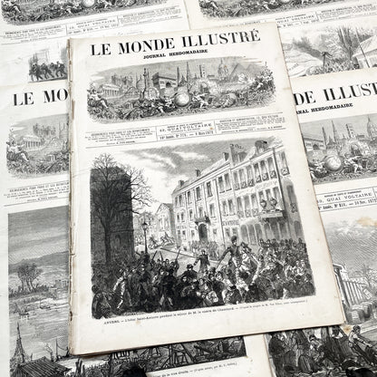 1870s - Stunning newspaper "Le monde illustré" with beautiful engravings - French newspaper from 1872 - 16 pages