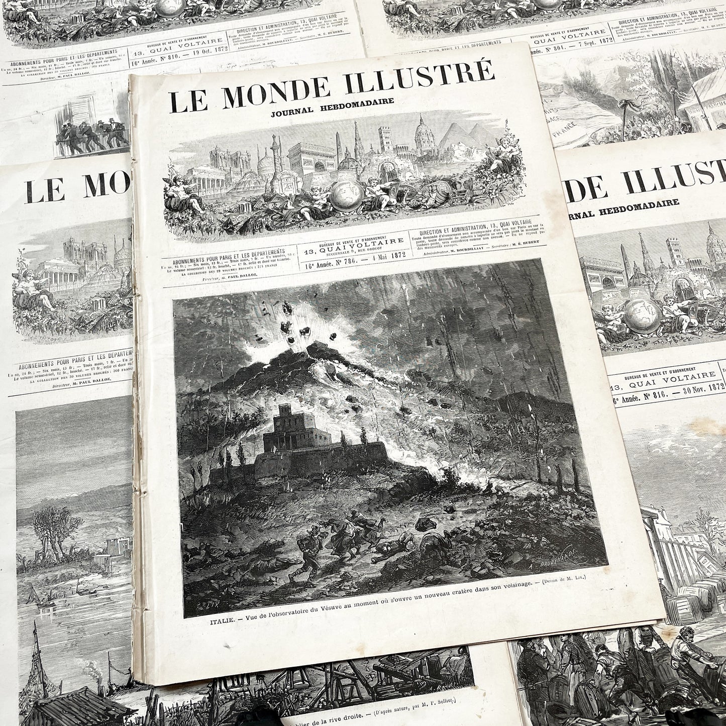1870s - Stunning newspaper "Le monde illustré" with beautiful engravings - French newspaper from 1872 - 16 pages