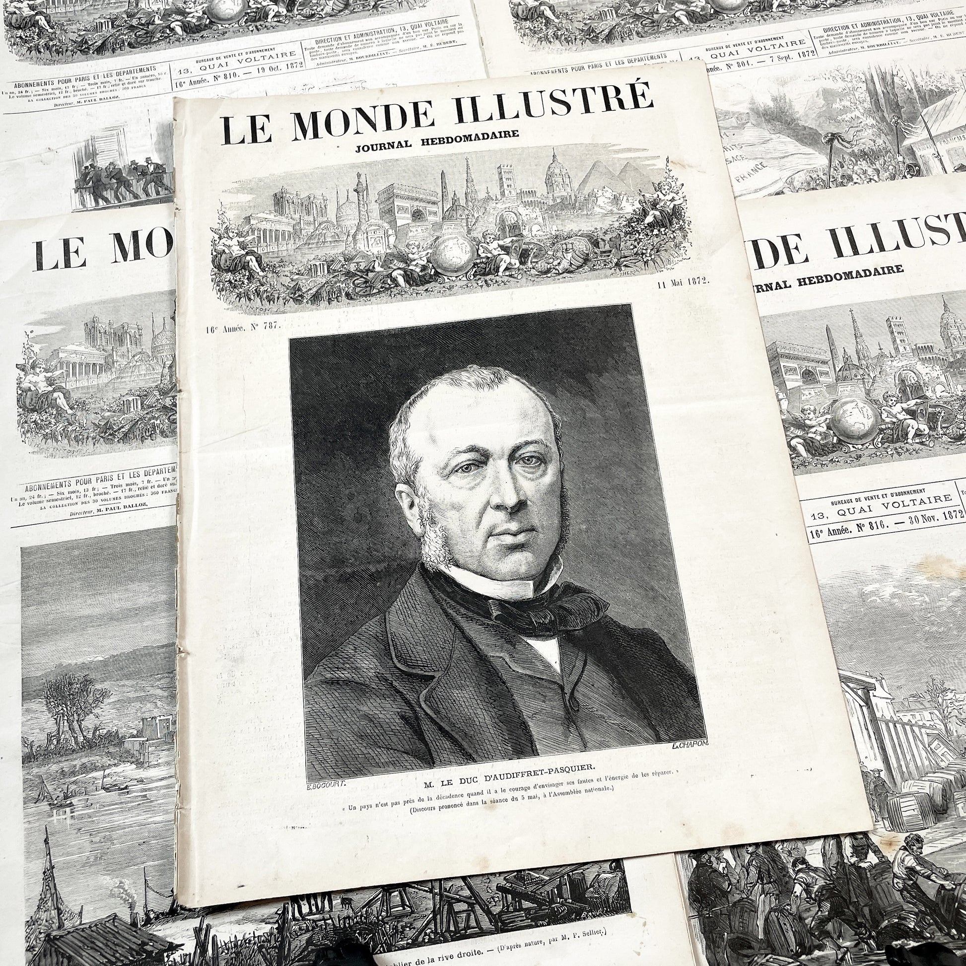 1870s - Stunning newspaper "Le monde illustré" with beautiful engravings - French newspaper from 1872 - 16 pages