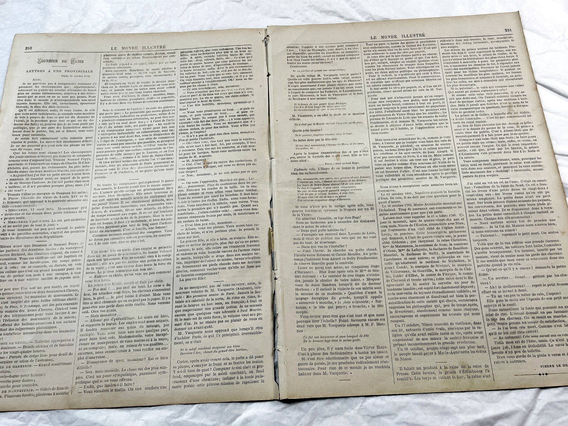 1870s - Stunning newspaper "Le monde illustré" with beautiful engravings - French newspaper from 1872 - 16 pages