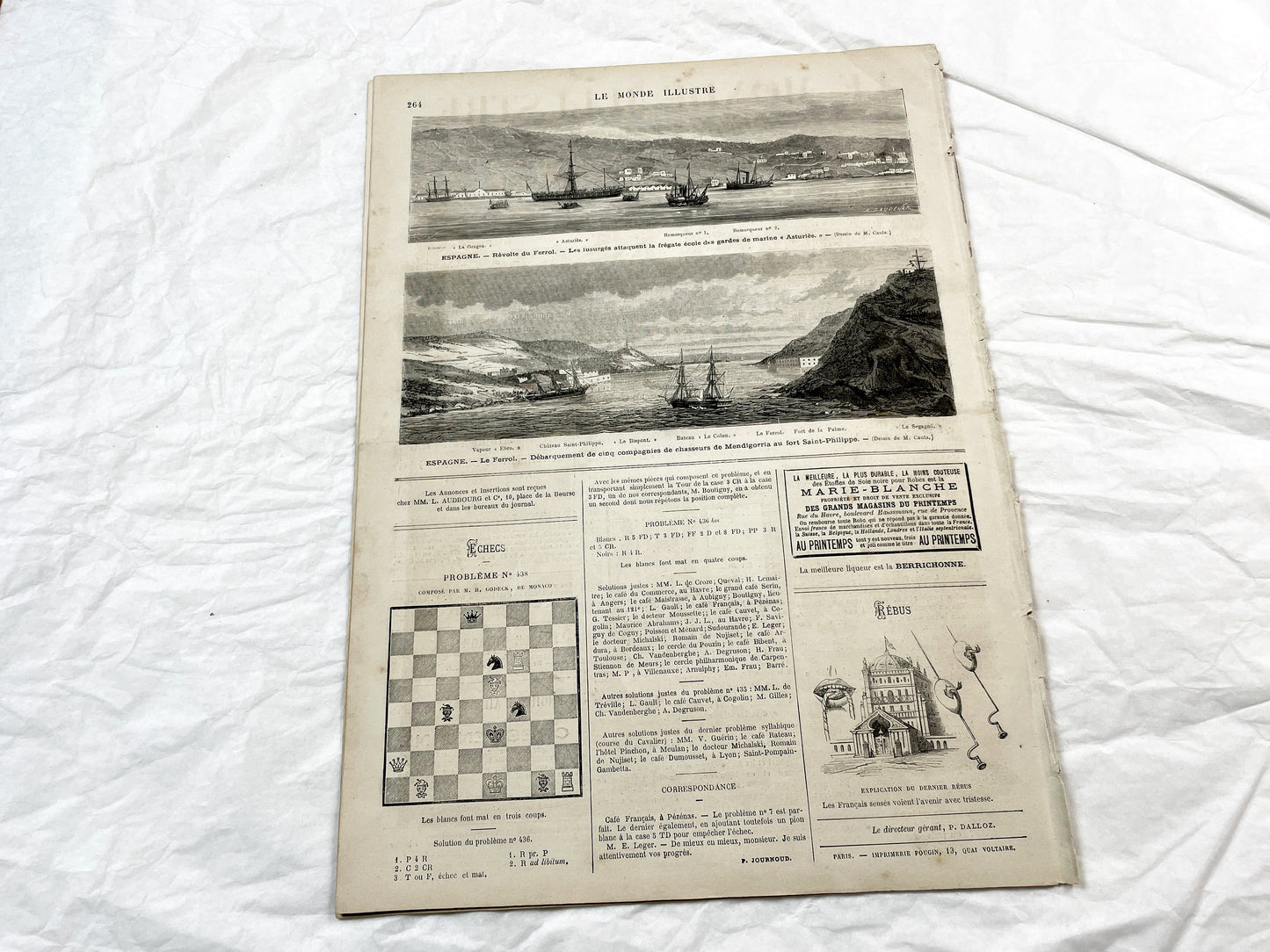 1870s - Stunning newspaper "Le monde illustré" with beautiful engravings - French newspaper from 1872 - 16 pages