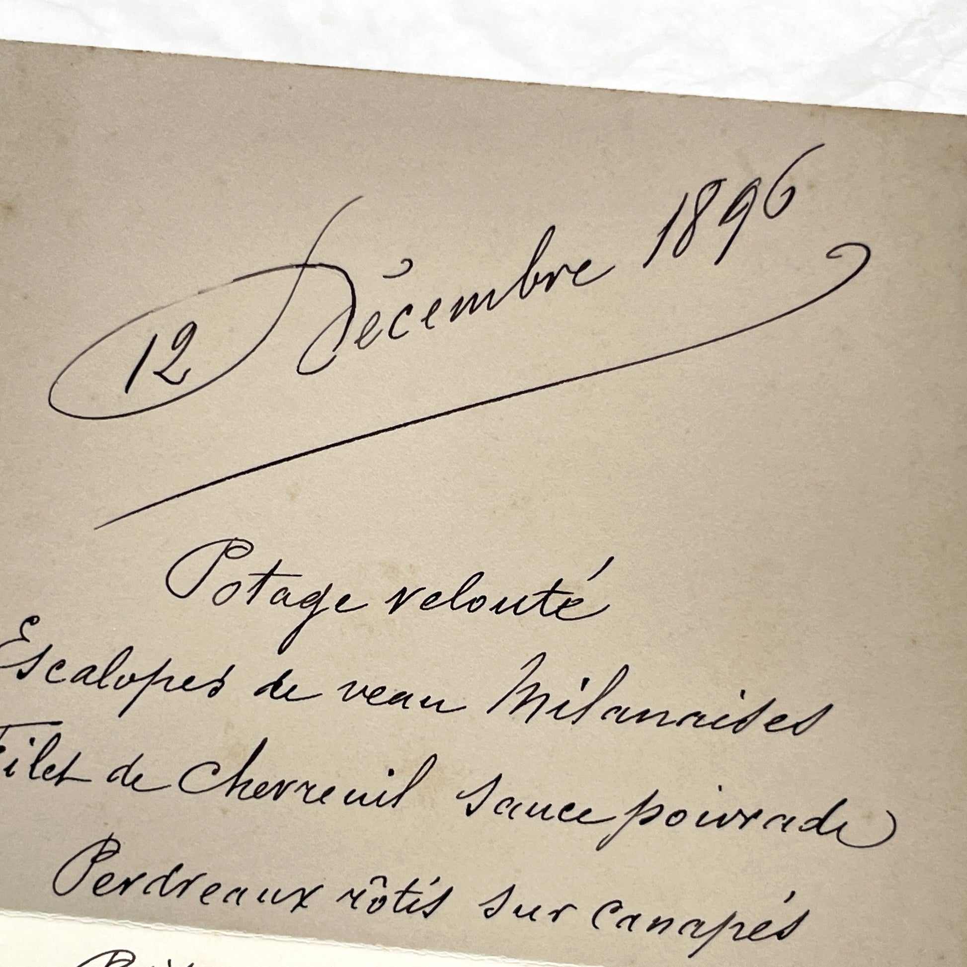 Late 19th - Exquisite French Menu Card - Elegant Handwritten Dining Experience - Formal Dinner - Decadent Cuisine - Historical Gastronomy