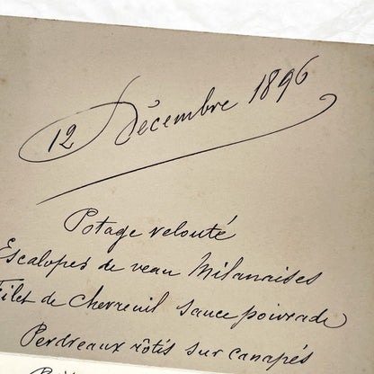 Late 19th - Exquisite French Menu Card - Elegant Handwritten Dining Experience - Formal Dinner - Decadent Cuisine - Historical Gastronomy