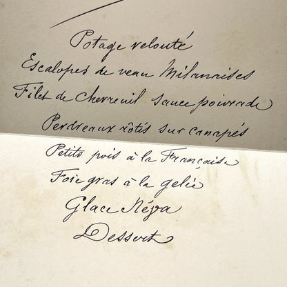 Late 19th - Exquisite French Menu Card - Elegant Handwritten Dining Experience - Formal Dinner - Decadent Cuisine - Historical Gastronomy