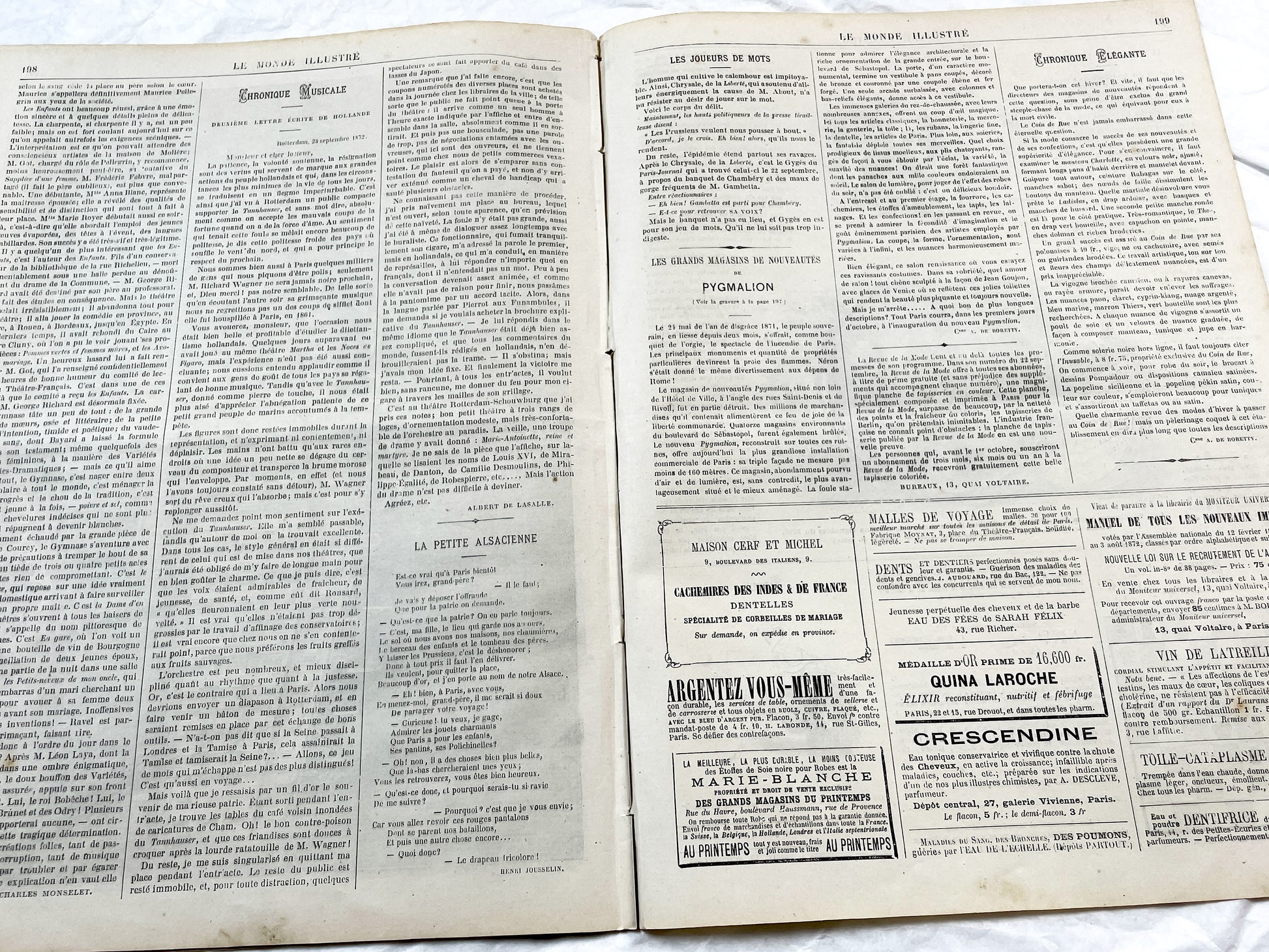 1870s - Stunning newspaper "Le monde illustré" with beautiful engravings - French newspaper from 1872 - 16 pages