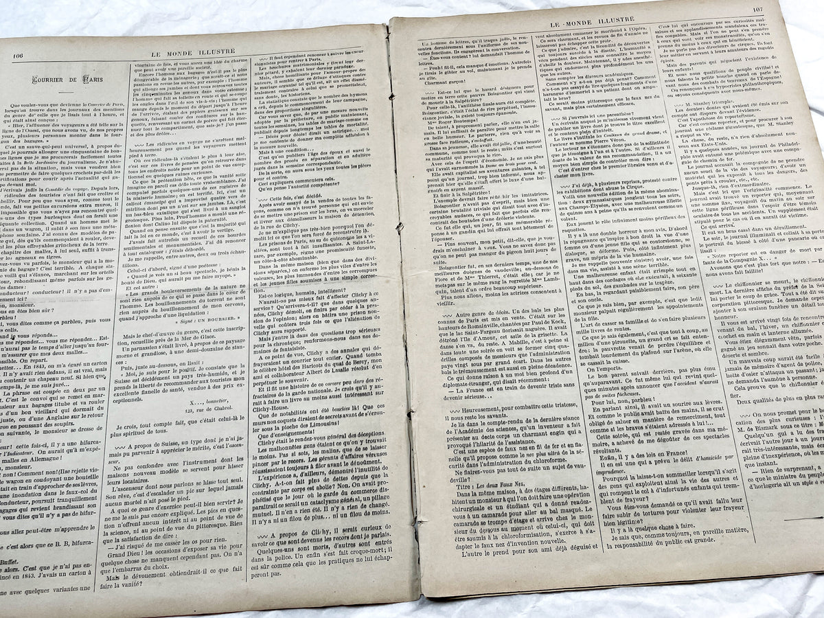 1870s - Stunning newspaper "Le monde illustré" with beautiful engravings - French newspaper from 1872 - 16 pages