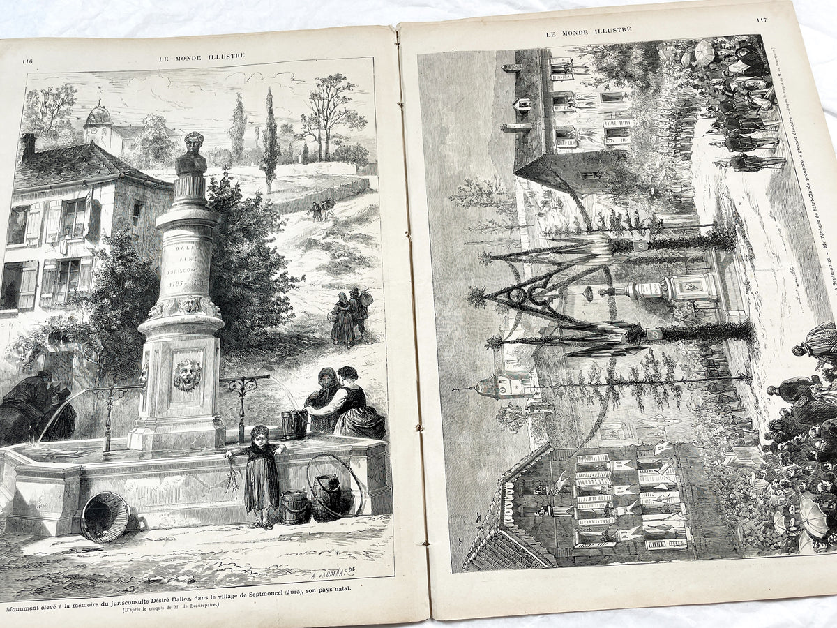 1870s - Stunning newspaper "Le monde illustré" with beautiful engravings - French newspaper from 1872 - 16 pages