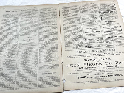 1870s - Stunning newspaper "Le monde illustré" with beautiful engravings - French newspaper from 1872 - 16 pages