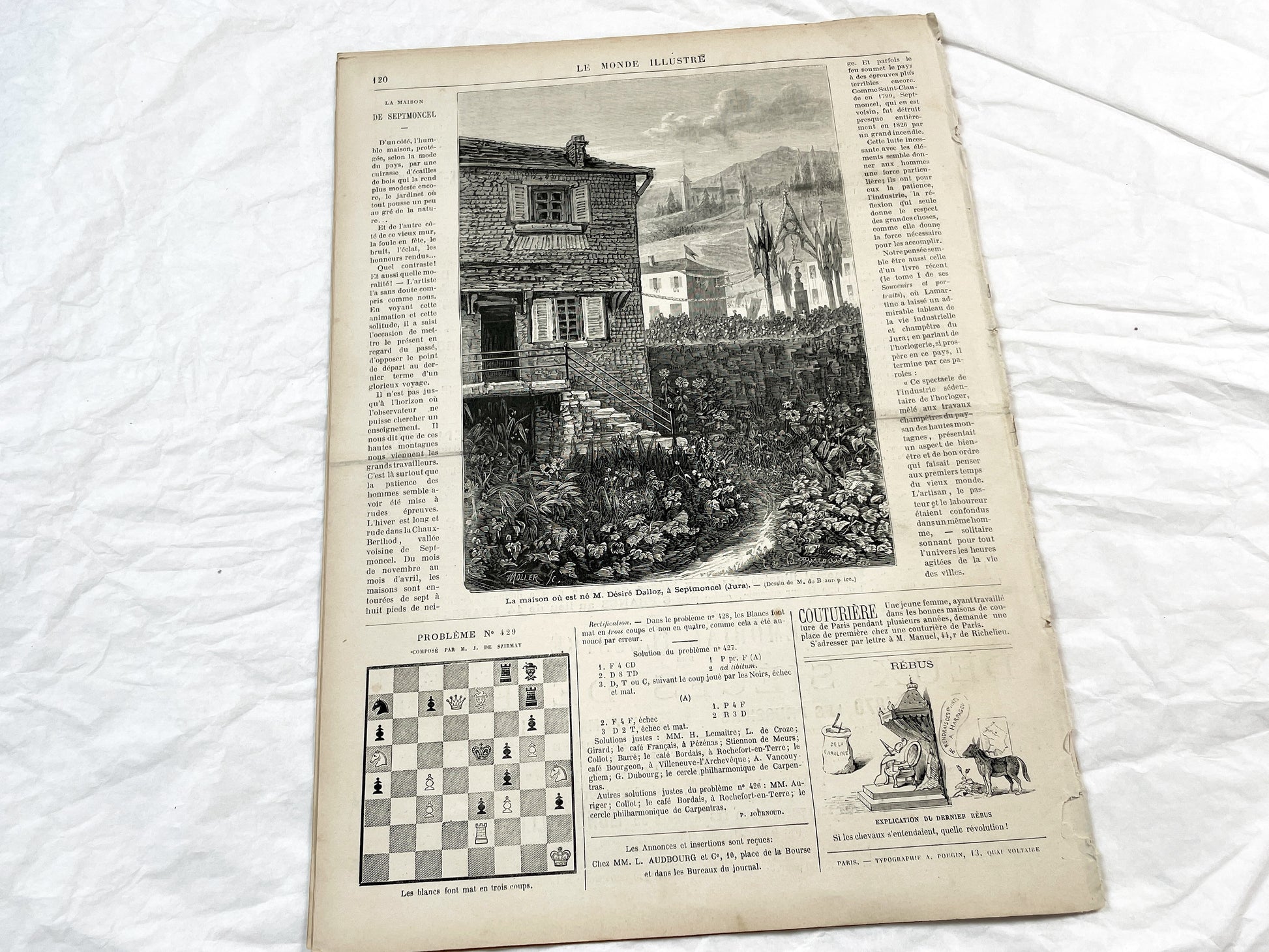 1870s - Stunning newspaper "Le monde illustré" with beautiful engravings - French newspaper from 1872 - 16 pages