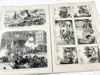1870s - Stunning newspaper "Le monde illustré" with beautiful engravings - French newspaper from 1872 - 16 pages