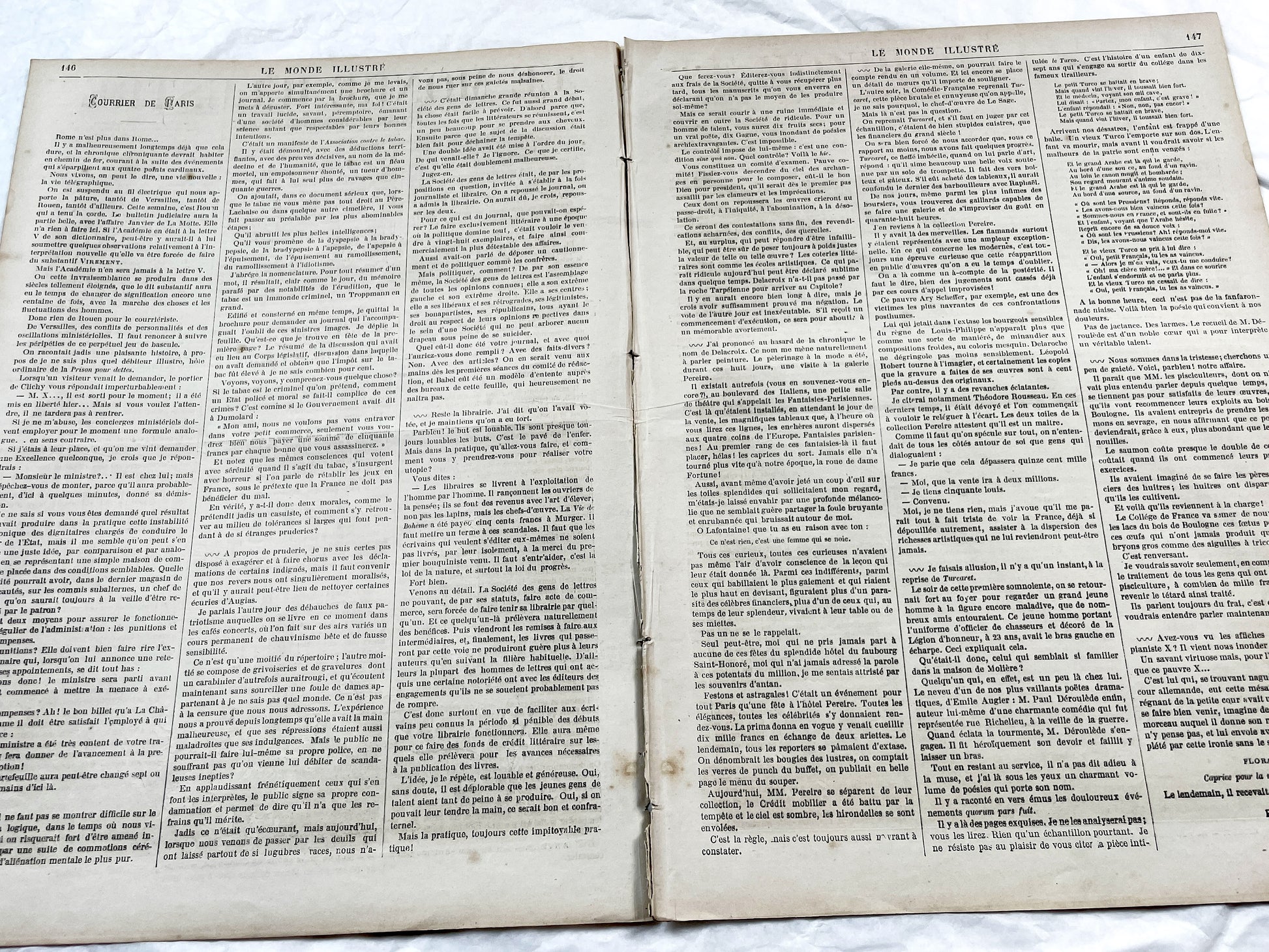 1870s - Stunning newspaper "Le monde illustré" with beautiful engravings - French newspaper from 1872 - 16 pages