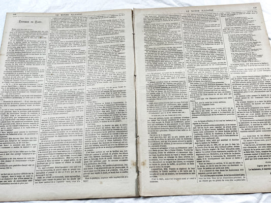 1870s - Stunning newspaper "Le monde illustré" with beautiful engravings - French newspaper from 1872 - 16 pages