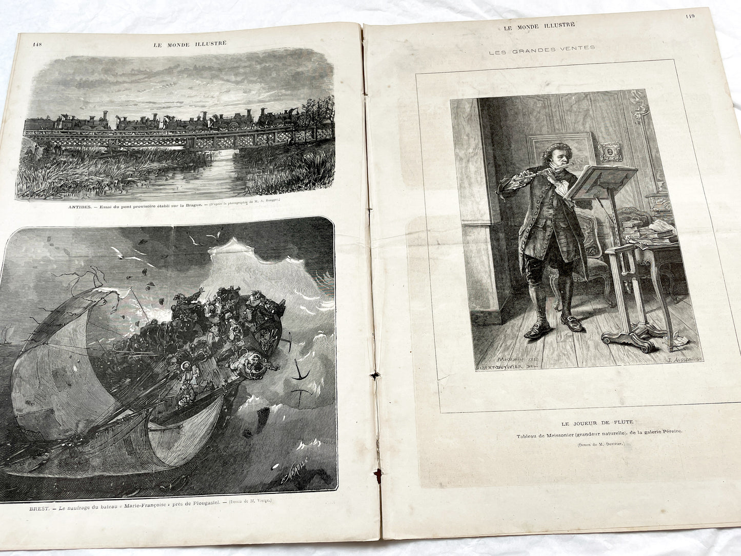 1870s - Stunning newspaper "Le monde illustré" with beautiful engravings - French newspaper from 1872 - 16 pages
